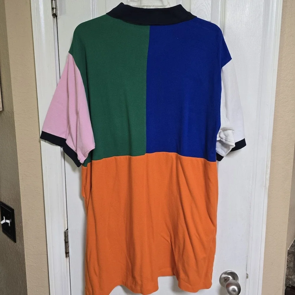 Polo Ralph Lauren Mens Multicolor Color Block Big Logo Polo‎ Shirt Size XLT